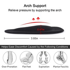 Dr. Foot’s Arch Support Shoe Insoles for Flat 3 Count (Pack of 1), Black