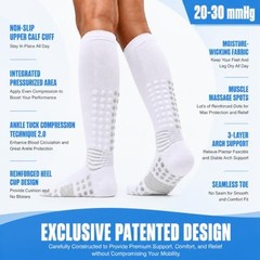 Ankle Support Compression Socks 3 Packs Massage Large Black+white+grey-3 Packs