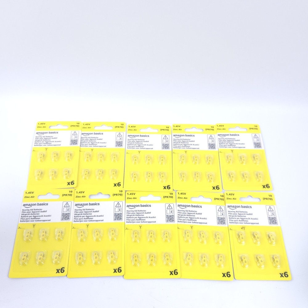 60 Total Size 10 Mercury Free 1.45V Hearing Aid Batteries p10 PR70