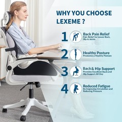 X Large Memory Foam Seat Cushion Lumbar Support Pillow for Sciatica & Tailbon…