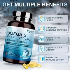 NATURE TARGET Omega 3 Fish Oil 2000mg Softgels with 120 Count (Pack of 1)