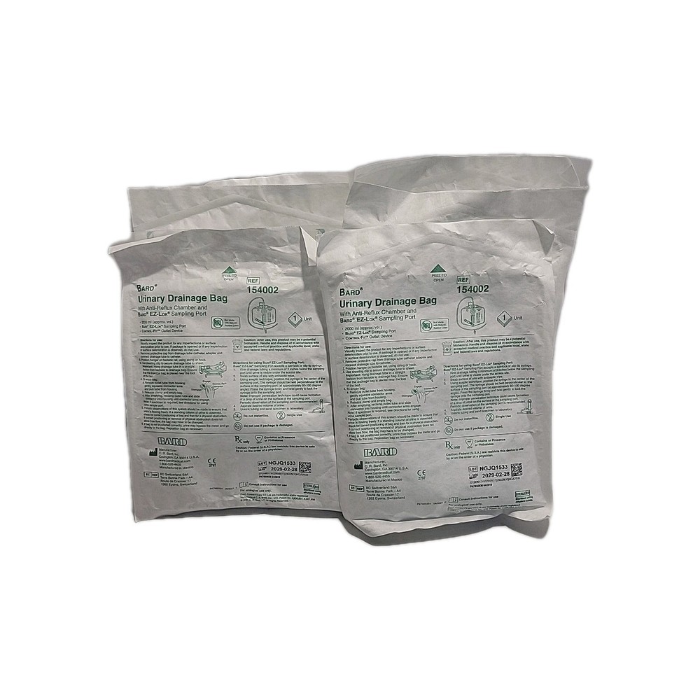 Lot Of 6 Urinary Drainage Bags W/Safety Outlet 2,000 ml FACTORY SEALED 154002