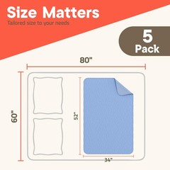 Washable Underpads Extra Large 34″x52″ (Pack of 5) – Reusable Waterproof Bed …