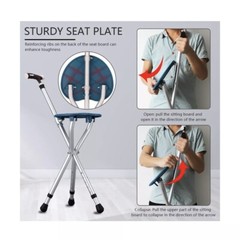 NEW Yayayo Folding Cane w/ Seat Walking Stick Height Adjustment Holds 440 Lbs