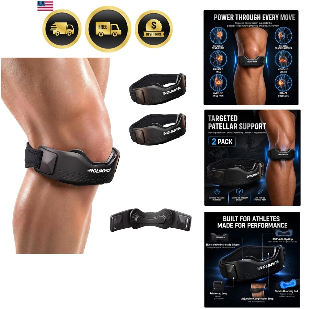 Patellar Tendon Support Strap, 2 Pack Knee Strap with Dual-Length Adjustable …