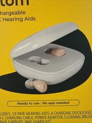 NEW Audien Atom One OTC Hearing Aids Wireless, Rechargeable, Beige