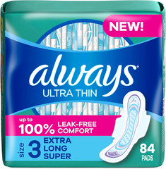 Ultra Thin Feminine Pads for Women, Size 3 Extra Heavy Long Absorbency, Multipac