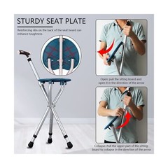 Yayayo Hold 440 lbs Folding Canes with Seat Walking Stick Height Adjustment C…