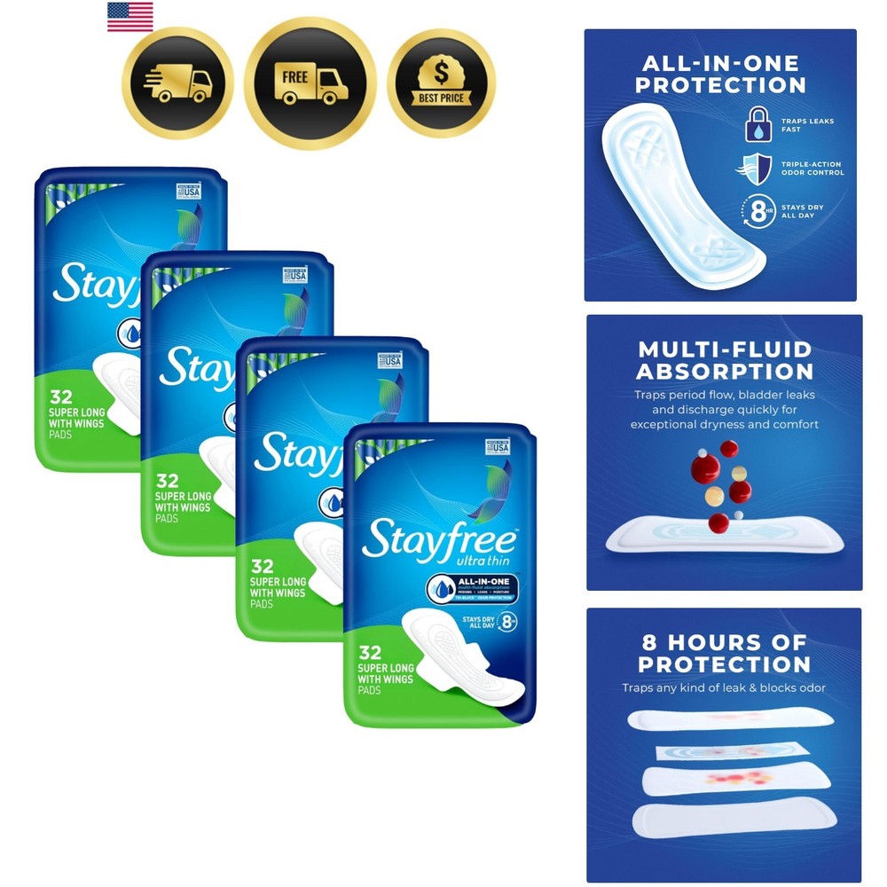 Ultra Thin Super Long Pads with Wings For Women, Reliable Protection and Abso…