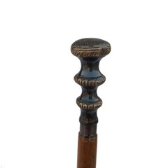 Antique Brass Handle Brown Wooden Walking Stick Cane Style Handmade Gift