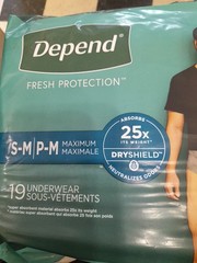 2 Pkgs Mens Depends Fresh Protection S-M 19 In Each Pack Underwear New Unopened