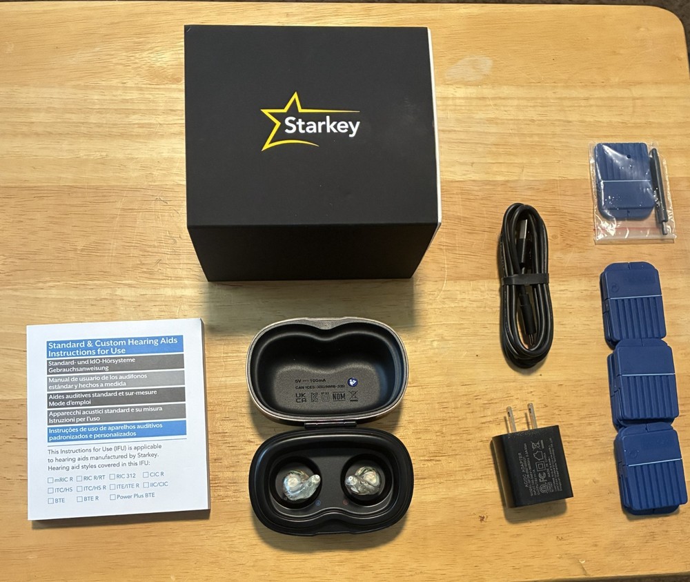 STARKEY GENESIS AI 24 ITC R Hearing Aids Pair & Charging Case Bluetooth