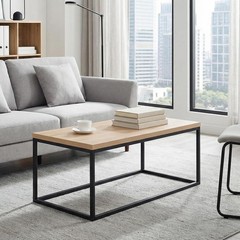 Censi 40 Natural Oak Coffee Table For Living Room Modern Industrial Cocktail