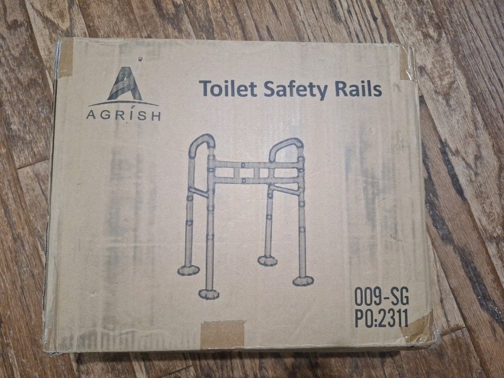 Agrish Stand Alone Toilet Safety Rails – Adjustable Width & Height Fit Any To…