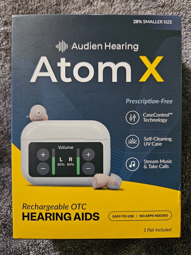 Audien Hearing ATOM X -Rechargeable OTC Hearing Aids – Latest Model Brand New