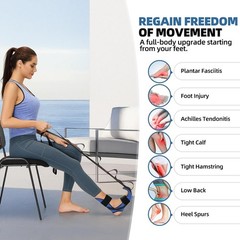 Adjustable Foot and Calf Stretcher Strap for Pain Relief & Flexibility – Blue