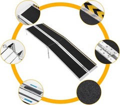 7/8/9/10 FT Portable Aluminum Wheelchair Ramp Non-Slip Folding Ramps Steps