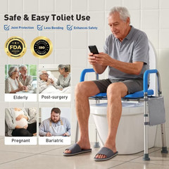 WHLICKS Raised Toilet Seat with Handles Width & Height Adjustable Toilet (180)