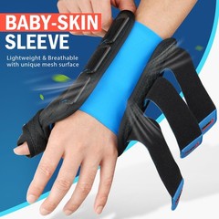 FEATOL 2 Pack Wrist Brace with Thumb Spica Splint Medium/Large, Black Blue