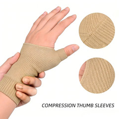 1 Pair Breathable Thumb-Wrist Compression Gloves with Gel Padded Wrist Support f
