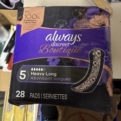 Always Discreet Boutique Incontinence Pads, Size 5, Heavy Absorption, Long, 28ct