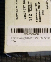 Duracell Activair Hearing Aid Batteries Size 312 Brown Zinc-Air 1.45V 40 Ct NIB
