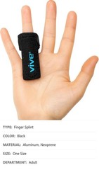 Trigger Finger Splint, Black, Adjustable, Aluminum Brace, Neoprene, 1 Pack