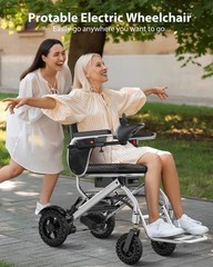 Lightweight Electric Wheelchair, Electric Wheelchairs for Adults Foldable, Black