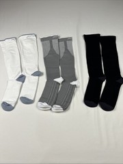 FITRELL 3 Pairs Compression Socks Grey White Black Women and Men Black L/XL