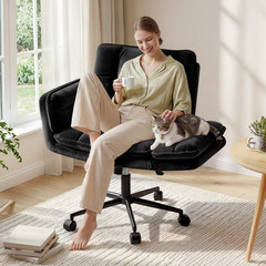 Durayloly Criss Cross Chair, Flip-Up Arms & Adjustable Height | Velvet, Thick Fo