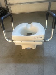 TidySquad Elevated Toilet Seat with Armrests, White, Plastic Aluminum
