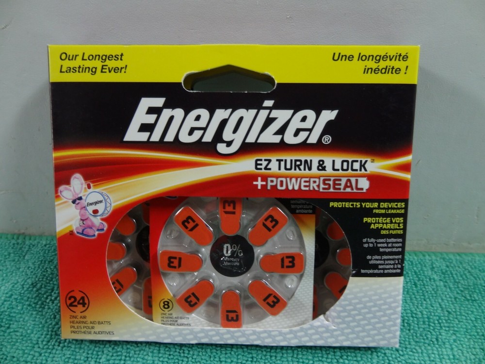 NEW Energizer EZ Turn & Lock Size 13 Hearing Aid Batteries, 24-Pack Exp-11/2020