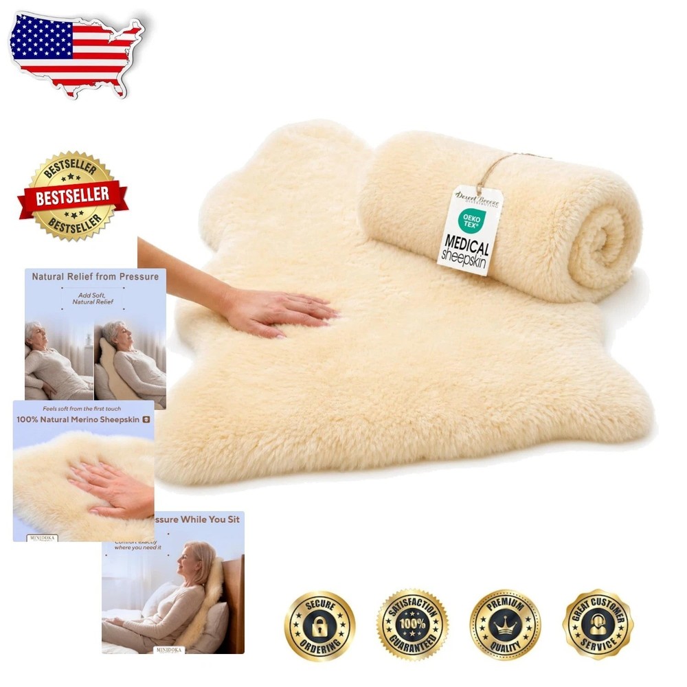 Large Medical Sheepskin 25″x41″ – Bedsores, Breathable, Oeko-Tex Certified