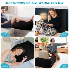 Wedge Pillow for Sleeping – Inflatable Leg Elevation Medium, Black