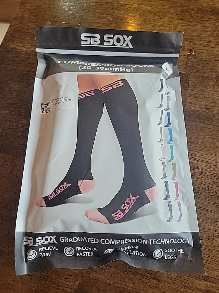 SB Sox Compression Socks 20-30mmHg For Women 11-14 Size L Black L