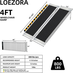 4FT Long Wheelchair Ramp for High Steps & Van Loading – Extra Stable Aluminum Ra