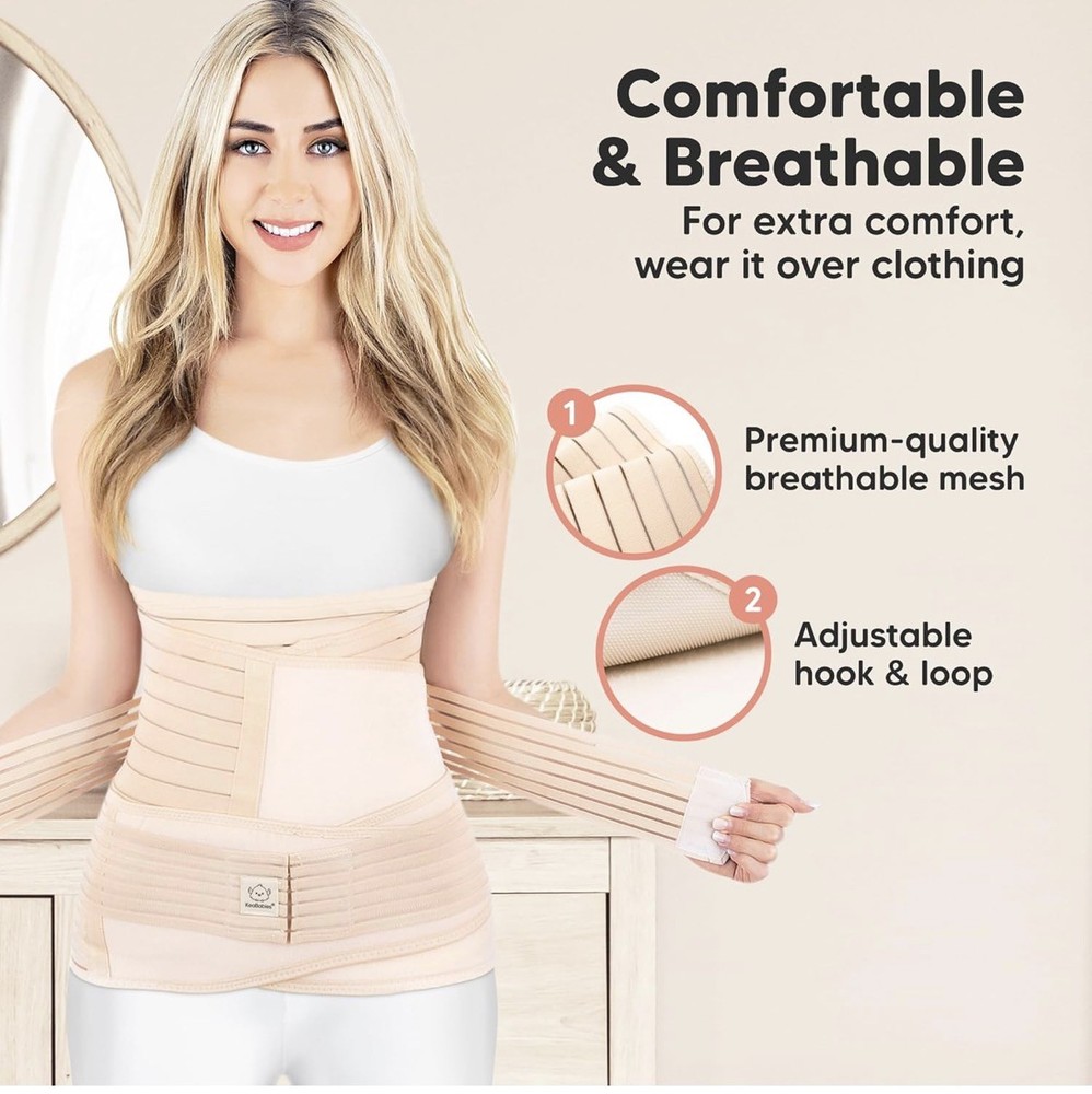 KeaBabies Revive 3-in-1 Postpartum Recovery Support Belt Beige EUC 2 belts