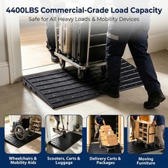 No-Install Rubber Threshold Ramp for Doorways & Garage Entrances Indoor Outdoor