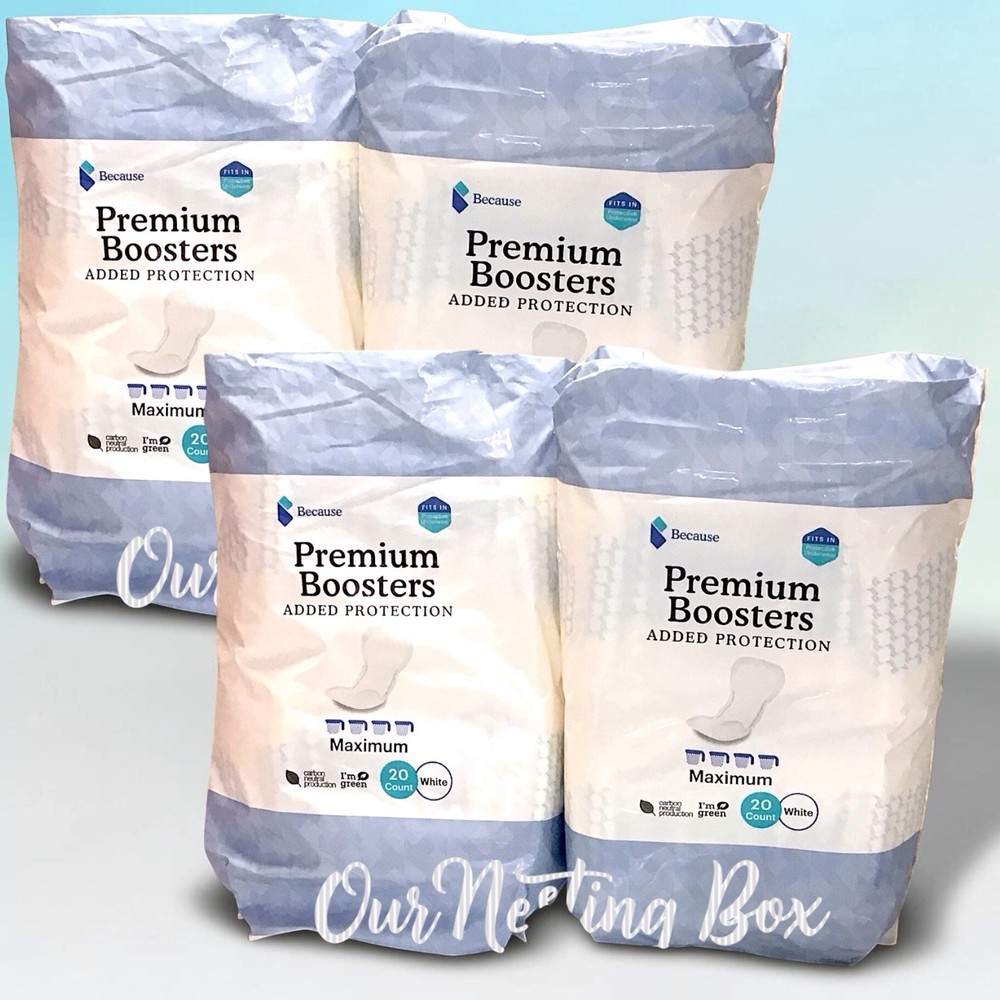 4 Because Overnight Booster Pads Fit All Adult Diapers Extra Absorbency 80 Pack