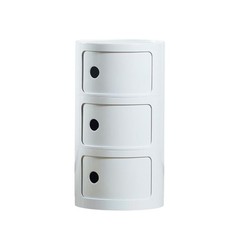 Supsoftlife Round Nightstand 3 Drawers Modern Style Side Table Multifunctional