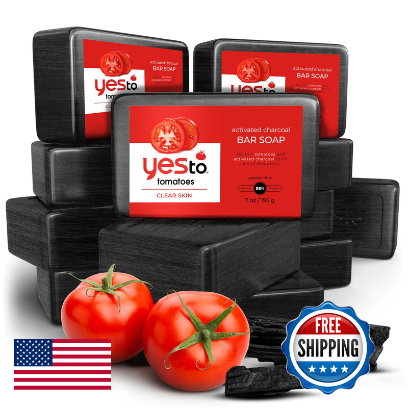 Yes To Tomatoes Charcoal Bar Soap Tomato Extracts Sunflower Seed Oil –