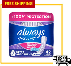 Always Discreet Adult Incontinence Pads Size 7 Ultra Absorbent Long Length-42 Ct