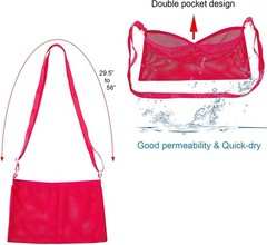 Post-Surgery Mastectomy Drain Holder with Comfortable Shower Bag Kit in Rose Red