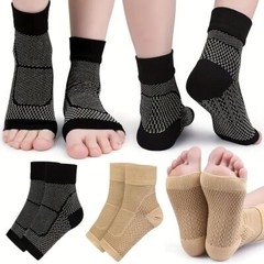 2 Pairs Compression Socks Plantar Fasciitis Arch Ankle Running Support Men Women