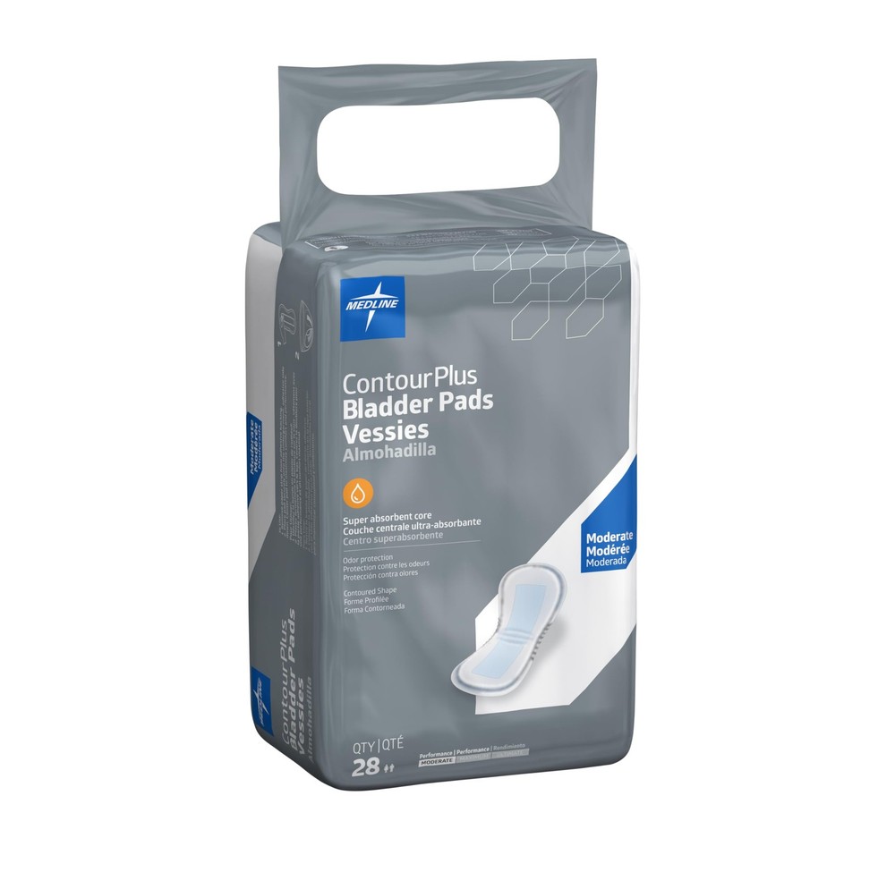 Medline ContourPlus Bladder Control Pads 28 Count for Light Incontinence