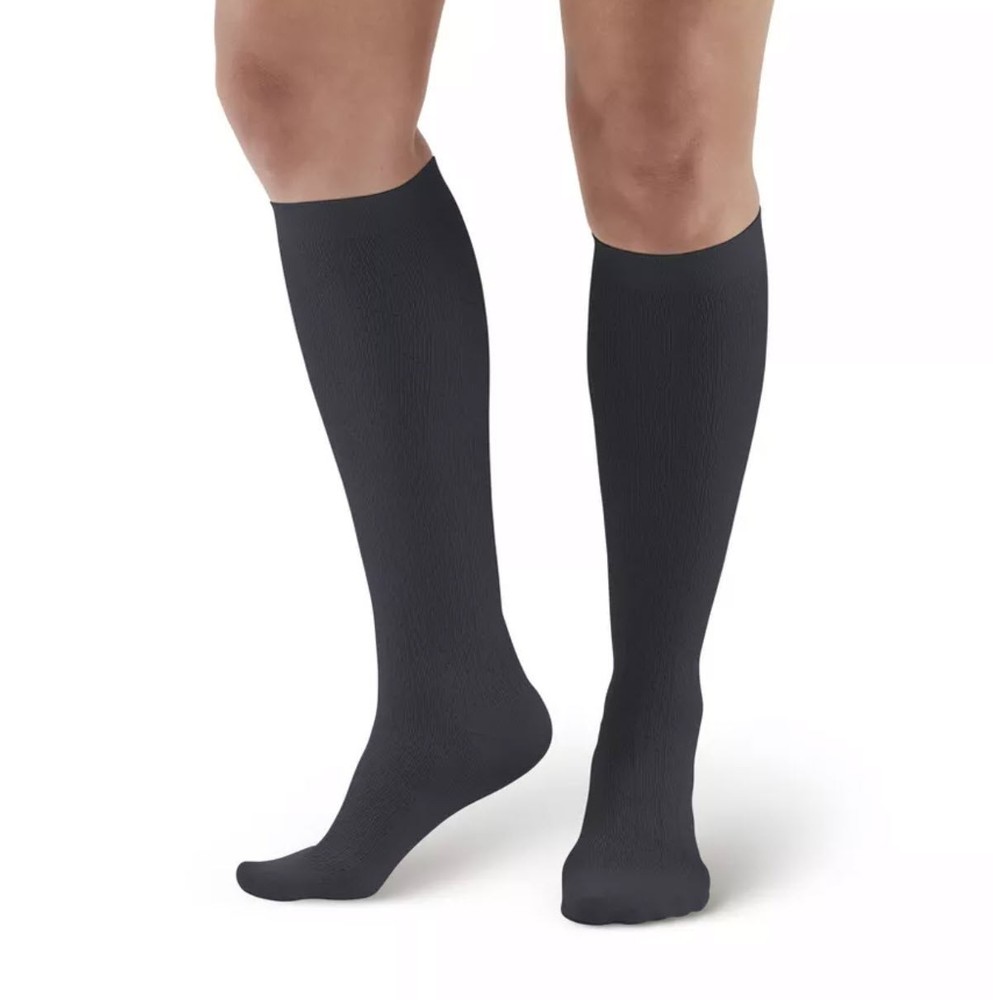 Ames Walker Women Patterned Dress 15-20 mmHg Compression Knee High Socks Black L