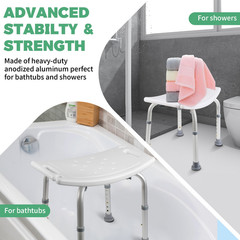 Shower Chair Seat 300lb Bath Stool Padded Height Adjustable Bathtub Seat Bench