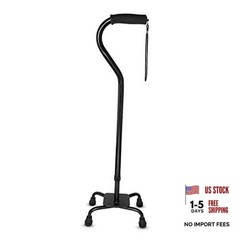 Quad Cane – Adjustable Walking Cane with A Large Four-Pronged Base for Black