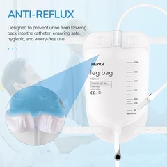 3 Pack Catheter Bags, 1000mL/33.8oz, Easy-Tap Leg Bag Urinary Drainage Bag, Anti