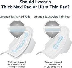 Amazon Basics Thick Maxi Pads with Wings for Periods, Extra Heavy Overnight Abso